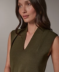 Donna Karan New York Women's Belted V-Neck Sleeveless Blouse
