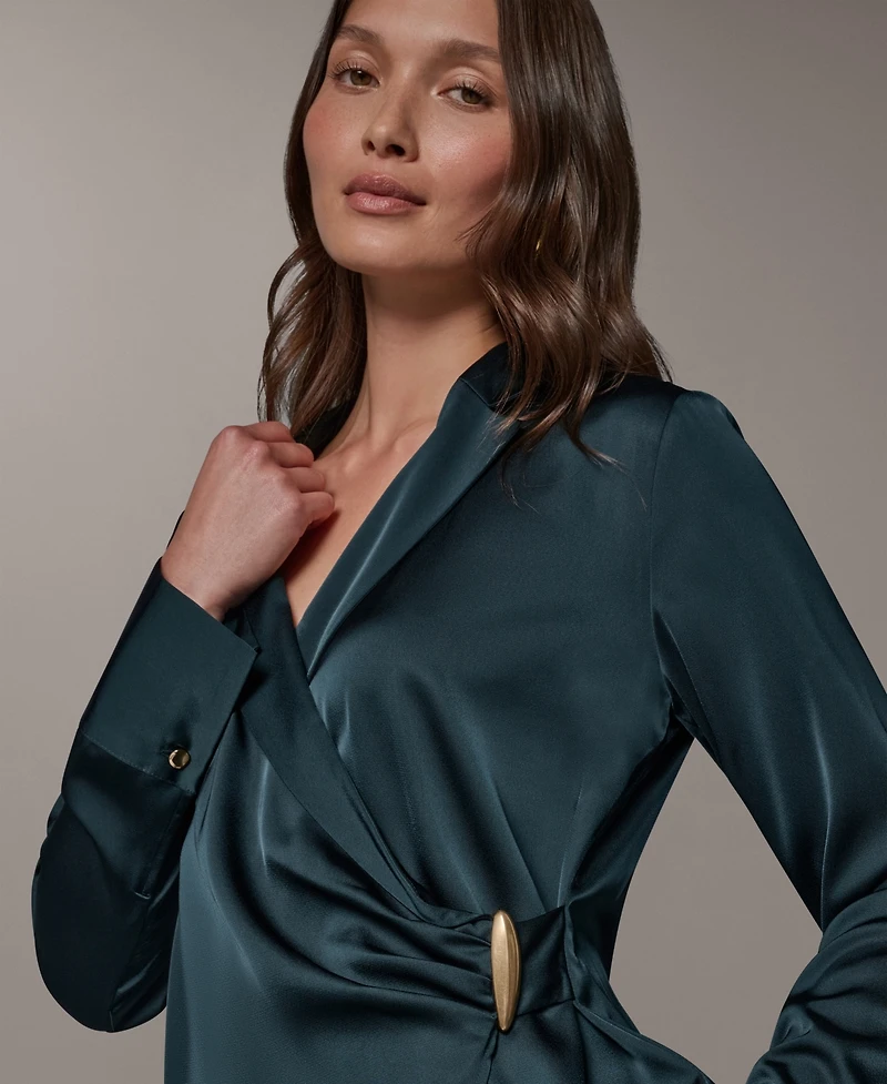 Donna Karan New York Women's V-Neck Long-Sleeve Blouse