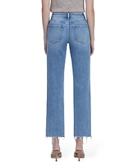 Flying Monkey Women's High Rise Distressed Detail Ankle Straight Jeans