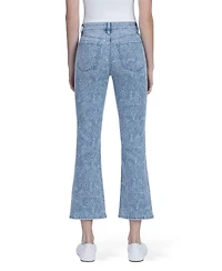 Vervet Women's High Rise Floral Print Crop Easy Flare Jeans
