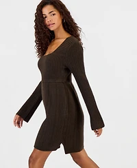 Hooked Up by Iot Juniors' Babydoll Square Neck Sweater Dress