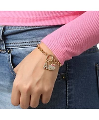 Hello Kitty Initial Crystal Charm Bracelet, Gold-Tone, Adjustable