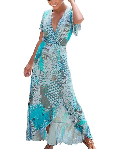 Lascana Women's Printed Side Slit Maxi Dress