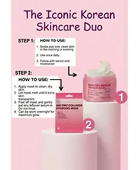 Lovery Korean Beauty and Skincare Glass Skin Renewal Set with Collagen Hydrogel Masks and Multipurpose Toner Pads