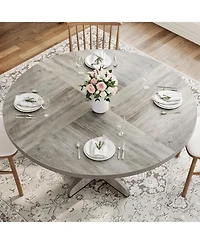 gaomon Round Dining Table for 4, Farmhouse Kitchen Table with Wood Top and Stable Base.