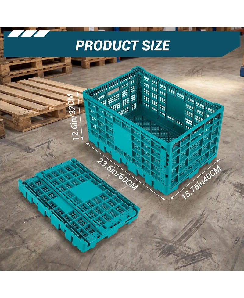 Gaomon 10PCS Stackable Collapsible Heavy Duty Plastic Storage Organizer Crate for Outdoor Office, Home, School, Camping, Green
