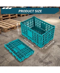 Gaomon 10PCS Stackable Collapsible Heavy Duty Plastic Storage Organizer Crate for Outdoor Office, Home, School, Camping, Green