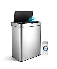 Mega Casa Gallon Motion Sensor Trash Can With 26 Trash Bags Rectangular Waste Sorting Bin With Dual Split Rings