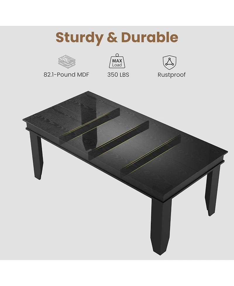 gaomon Long Black Kitchen Tables with Wooden Sturdy Frame, 6 ft Large Rectangular Dinner Table for Living Room, Kitchen, Dining Room