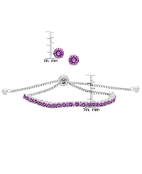 Macy's Simulated Round Adjustable Bracelet with Matching Stud Earrings 2-Piece Set