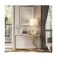 Sofucor 24" Two-piece Set of Table Lamps: Golden Brass Swan Table Lamps with Led Bulbs