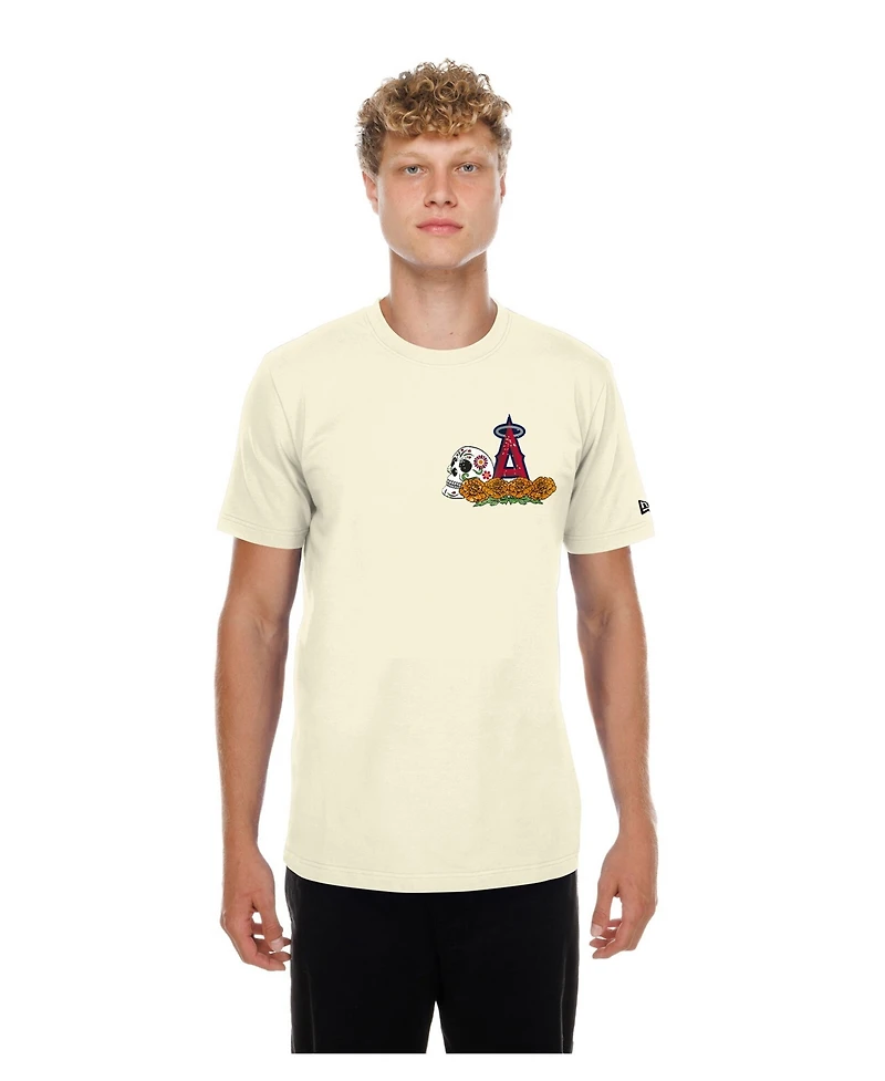 New Era Men's Natural los Angeles Angels Dia de Muertos Sugar Skull T-Shirt