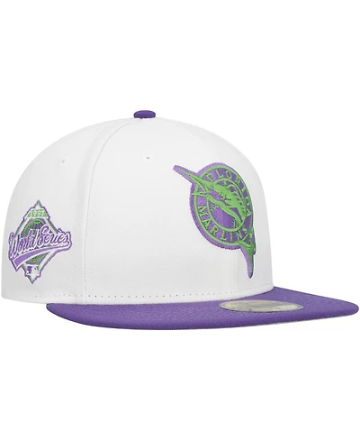 New Era Men's White Florida Marlins Side Patch 59FIFTY Fitted Hat