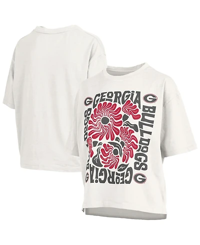 Pressbox Women's White Georgia Bulldogs Elena Oversized Slub T-Shirt