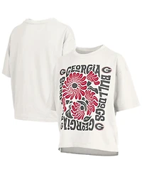 Pressbox Women's White Georgia Bulldogs Elena Oversized Slub T-Shirt