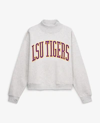 Pressbox Women's Ash Lsu Tigers Oversized Nelson Mock Neck Sweatshirt