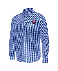 Antigua Men's Royal Chicago Cubs Ellis Woven Tri-Blend Button-Down Shirt