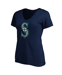 Logo Athletic Women's Navy Seattle Mariners V-Neck T-Shirt