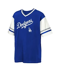 Outerstuff Big Boys and Girls Royal Los Angeles Dodgers Big League Base Runner Ringer T-Shirt