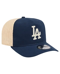 New Era Men's Blue/Natural Los Angeles Dodgers Grained 9FIFTY A-Frame Trucker Adjustable Hat