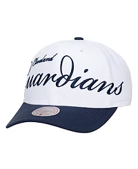Mitchell & Ness Men's and Women's White/Navy Cleveland Guardians Xl Script Pro Crown Adjustable Hat