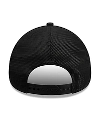 New Era Men's Black Chicago Cubs Side Script 9FORTY A-Frame Trucker Adjustable Hat