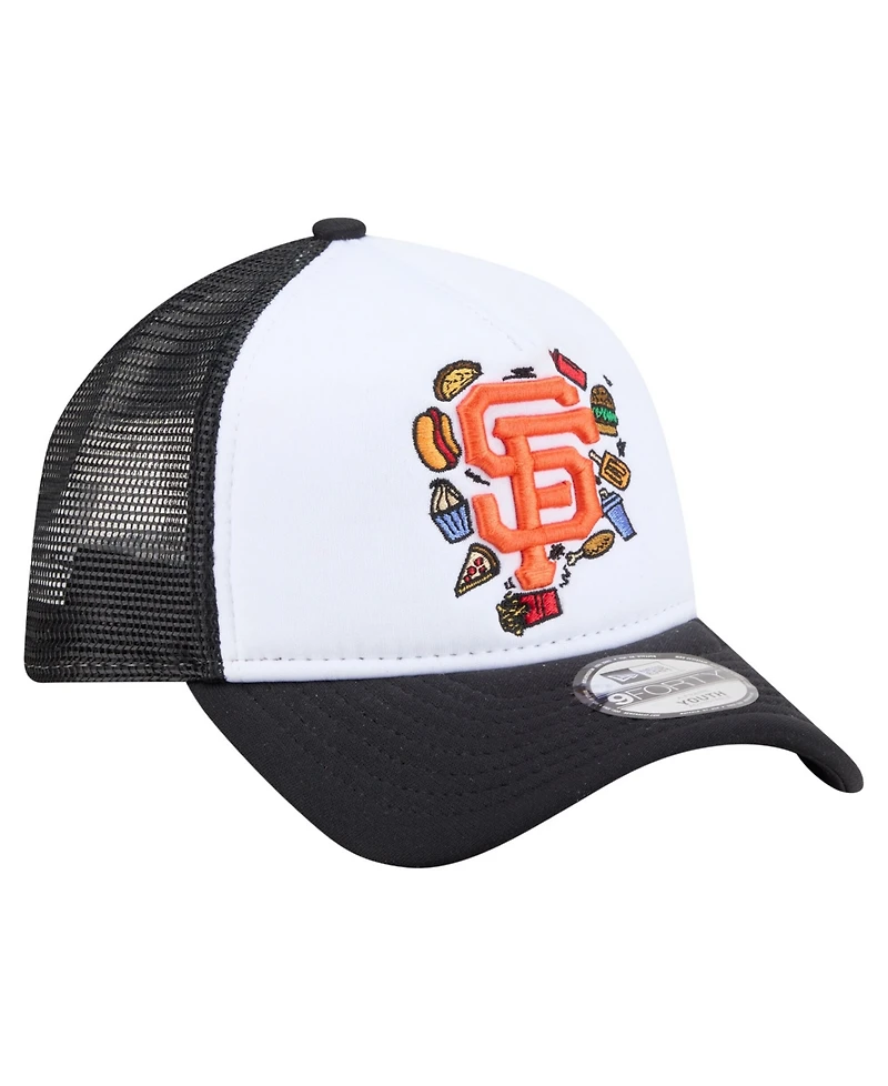 New Era Big Boys and Girls White/Black San Francisco Giants Food A-Frame 9FORTY Trucker Adjustable Hat