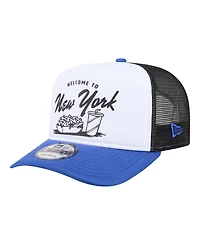 New Era Men's White/Royal New York Mets Foodie A-Frame 9FIFTY Trucker Snapback Hat