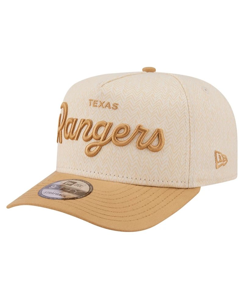 New Era Men's Cream Texas Rangers Herringbone 9FIFTY A-Frame Snapback Hat