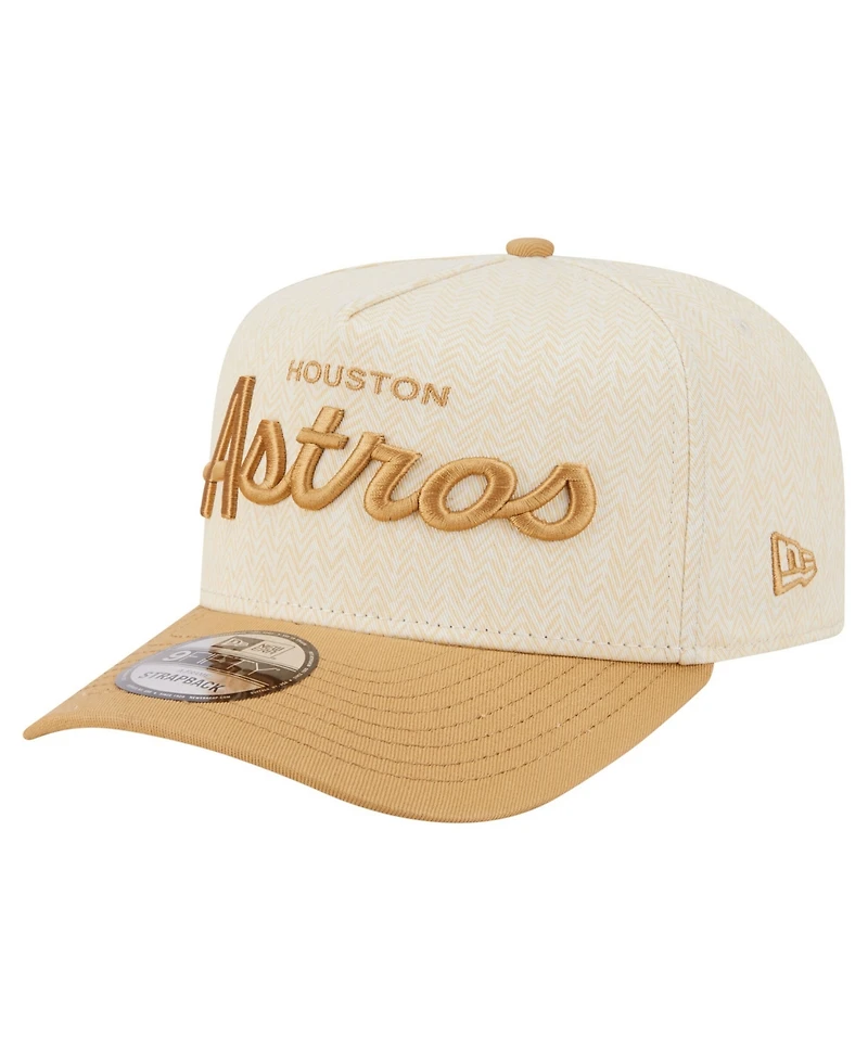 New Era Men's Cream Houston Astros Herringbone 9FIFTY A-Frame Snapback Hat