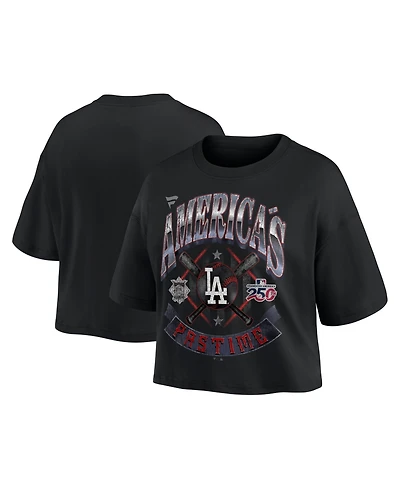 Fanatics Women's Black Los Angeles Dodgers Americana Crop T-Shirt