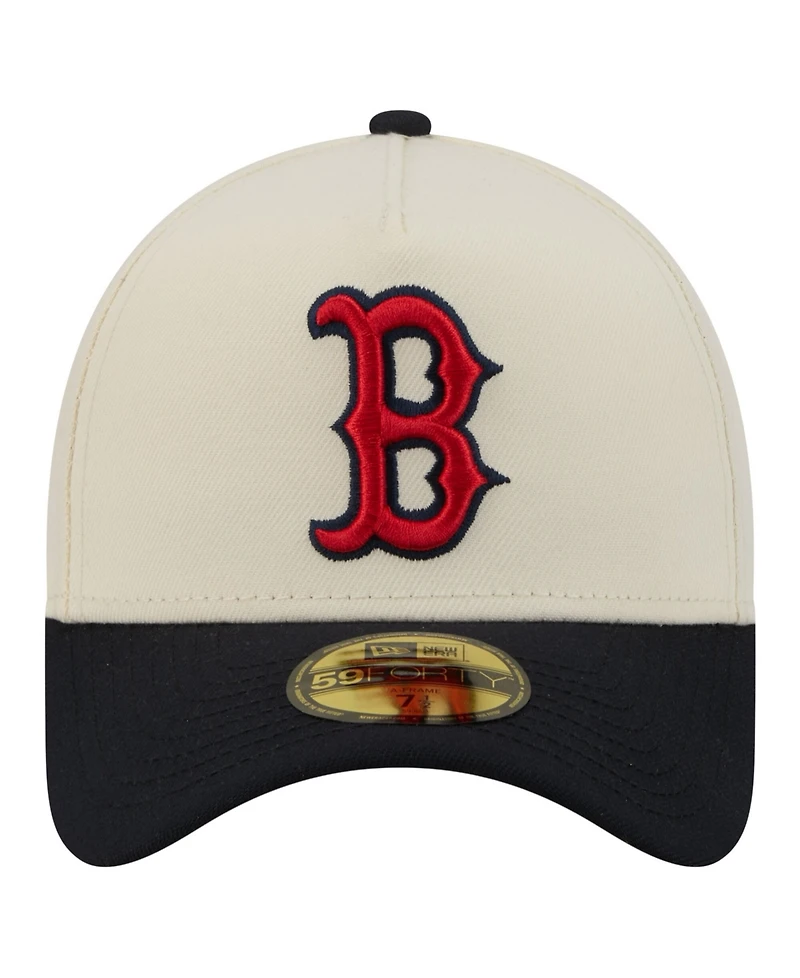 New Era Men's Cream Boston Red Sox Chrome A-Frame 59FORTY Fitted Hat