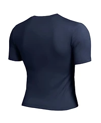 Champion Women's Navy New York Yankees Soft-Touch Fitted Cropped T-Shirt