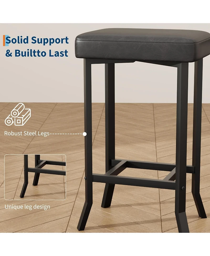 gaomon 24.6 Inch Bar Stools, Set of 2 Bar Chairs, High-Quality Faux Leather Barstools with Irregular Legs