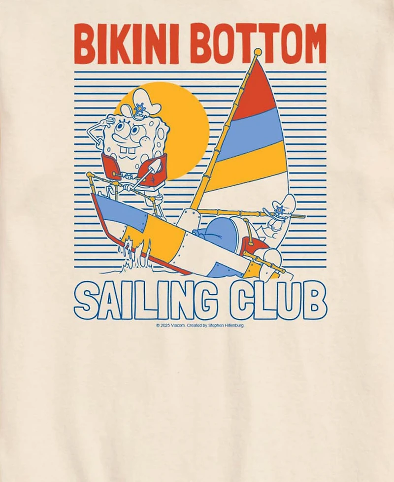 Airwaves Men's Sponge Bob Square Pants Bikini Botton Sailing Club Graphic T-Shirt