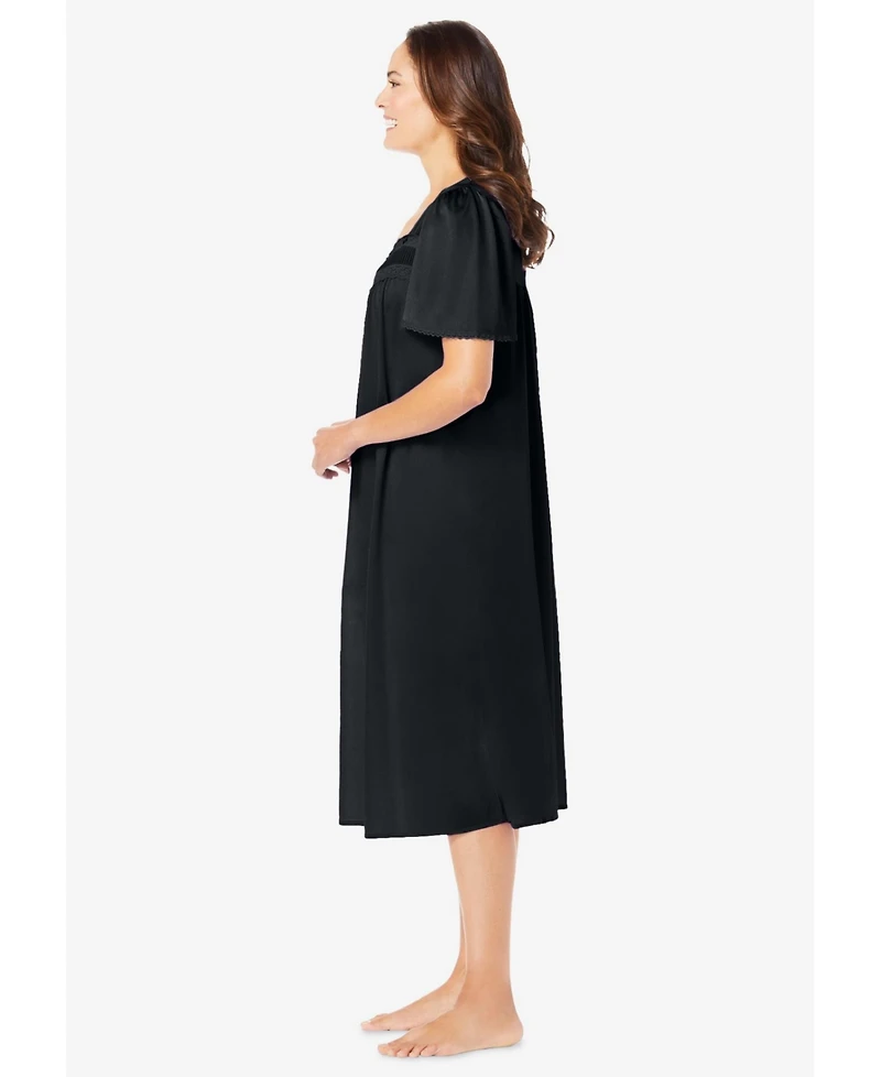 Only Neccessities Plus Short Silky Lace-Trim Gown