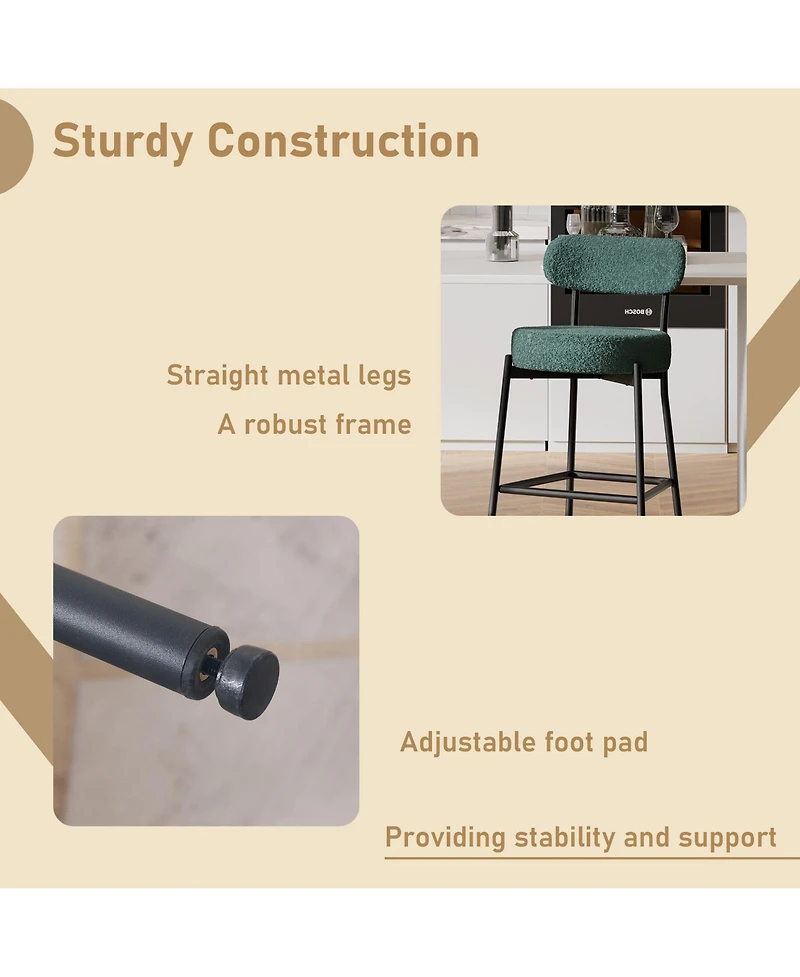 Dyhome 30" Bar Stools Set of 2, Counter Height Chairs with Backrest and Footrest