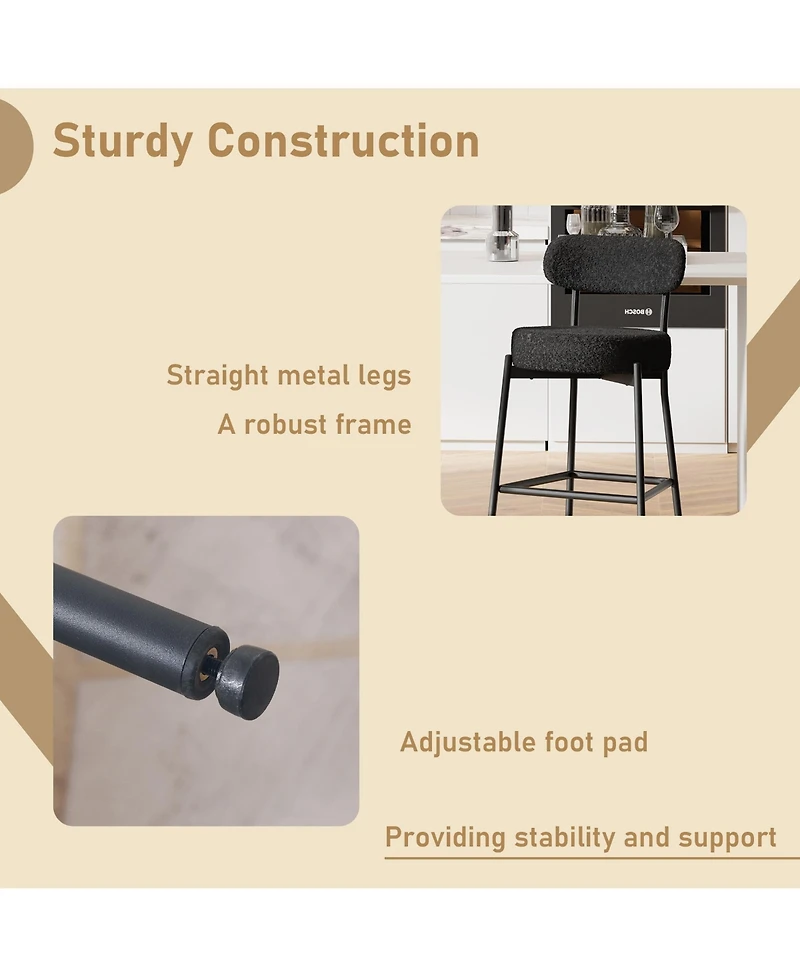 Dyhome 30" Bar Stools Set of 3, Counter Height Chairs with Backrest and Footrest