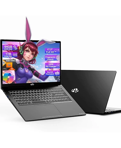 Nimo 17.3" Gaming Laptop,Amd Ryzen 9 8945HS,64GB DDR5 Ram,1TB Ssd, Radeon 780M Graphics,Fingerprint,Ai-Powered Business and Pc,Win 11