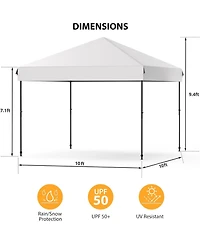 gaomon Canopy Tent - 10x10 Feet Pop Up Outdoor Instant Tent, Commercial Instant Shelter, 3 Adjustable Heights, Wheeled Bag, Portable for Patio, Deck