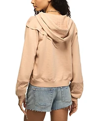 Lucky Brand Women's Crochet-Yoke V-Neck Hoodie