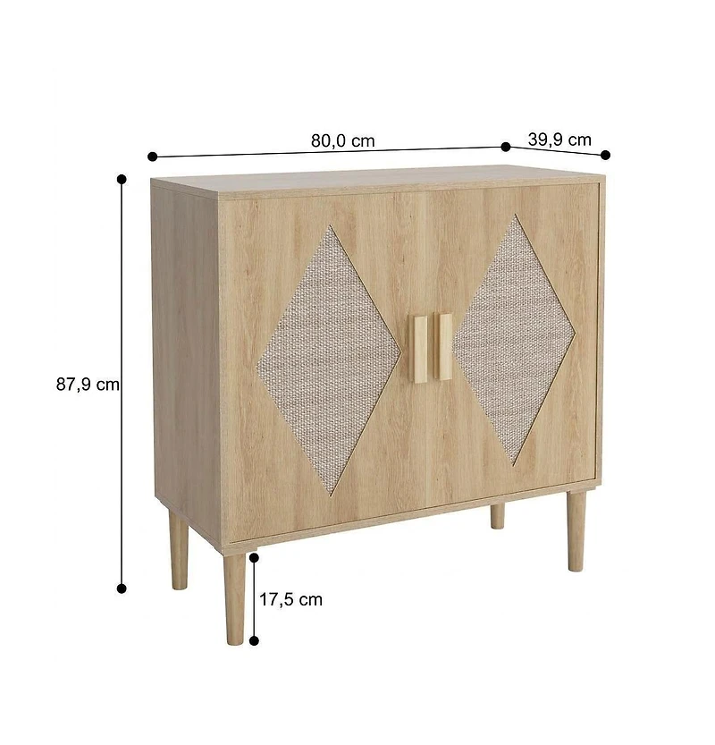 homfan Buffet Cabinet with Rattan Doors Sideboard Storage for Living Room, Dining Room, Entryway
