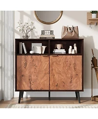 homfan Sideboard Buffet Cabinet with Storage Farmhouse Kitchen Cabinet with Open Shelves for Dining Room, Living Room