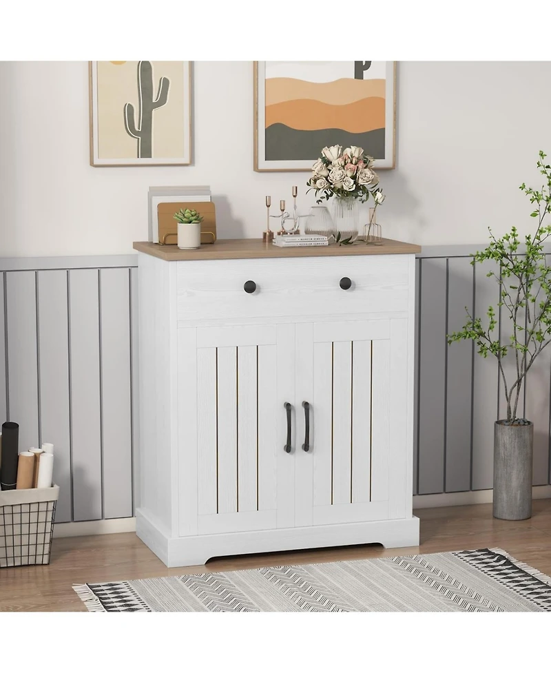 homfan Buffet Cabinet with Storage Farmhouse Kitchen Cabinet with Drawer and Adjustable Shelf for Living Room, Entryway