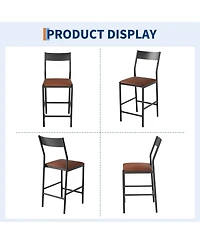 gaomon Modern Counter Height Bar Stools Set of 4, Pu Leather Kitchen Stools with Backrest and Footrest, 24 Inch & 26 Inch