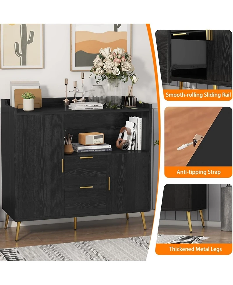 gaomon 40" Sideboard Buffet Storage Cabinet with Shelves and Doors, Modern Coffee Bar Station Wood Kitchen Table for Kitchen