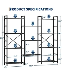 gaomon Triple Column 4-Tier Bookshelf
