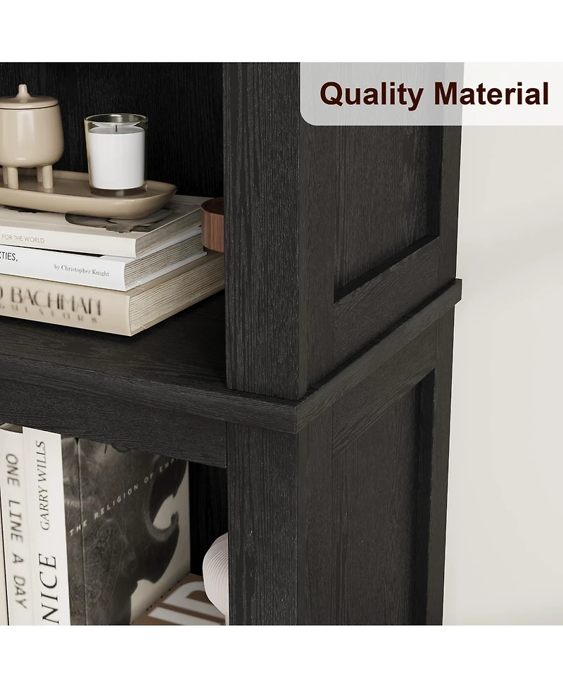 gaomon 71" Tall Farmhouse Bookcase with Adjustable Shelves, 5-Tier Wood Bookshelf, Storage Display Cabinet for Living Room, Home Office