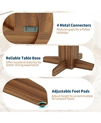 gaomon 47" Round Dining Table for 4-6, Farmhouse Walnut Wood with Sturdy Pedestal Base for Kitchen or Dining Room