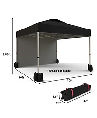 gaomon 10x10FT Pop Up Canopy Tent, Removable Sidewall, Adjustable Height, Vented Roof, Waterproof Silver Coating, Quick Setup with Wheeled Carry Bag